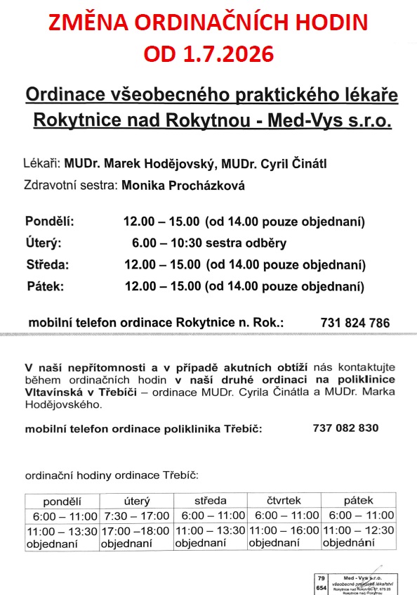 MUDr. Hodějovský změna od července 2026 na web