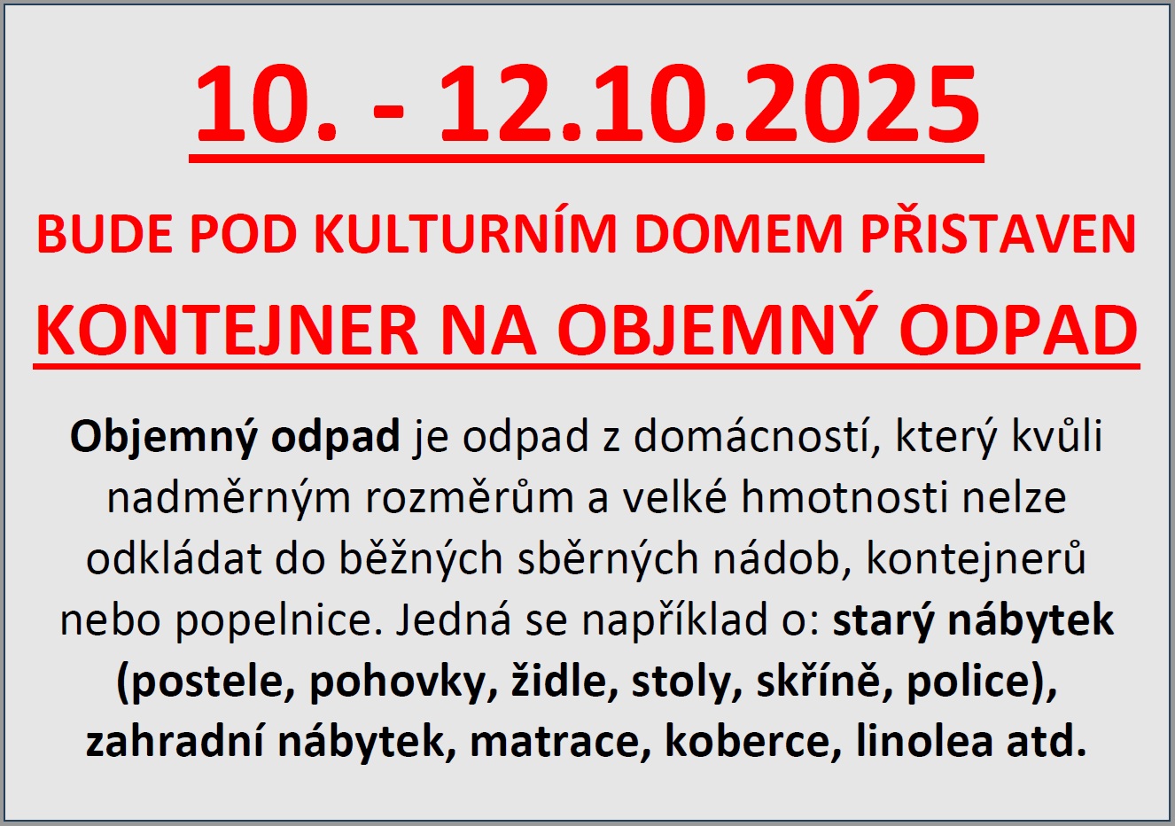 SVOZ OBJEMNÉHO ODPADU říjen 2025