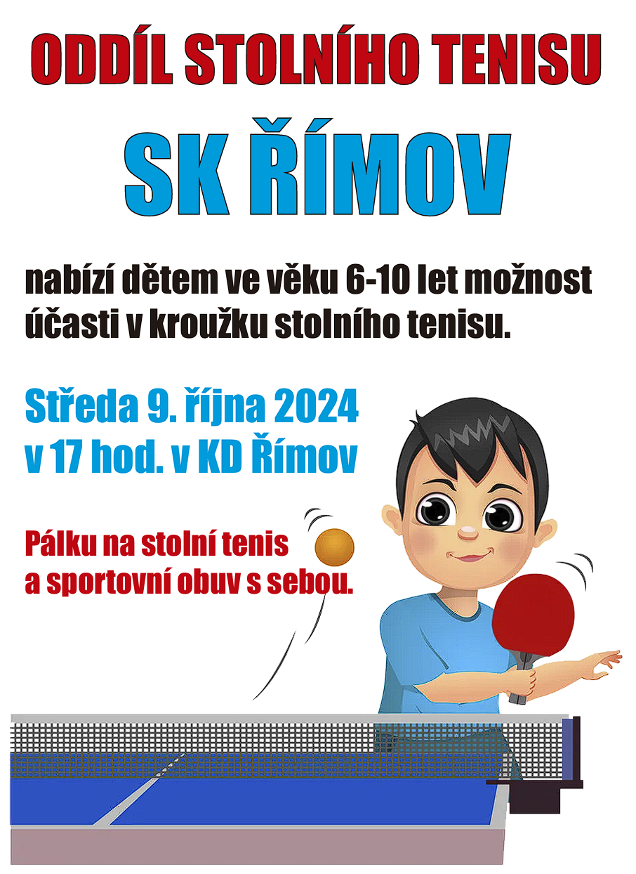 Stolní tenis kroužek pro děti 2024