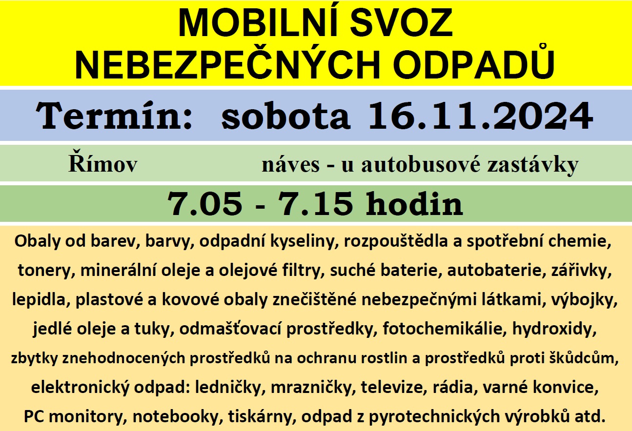 svoz nebezpečných odpadů listopad 2024